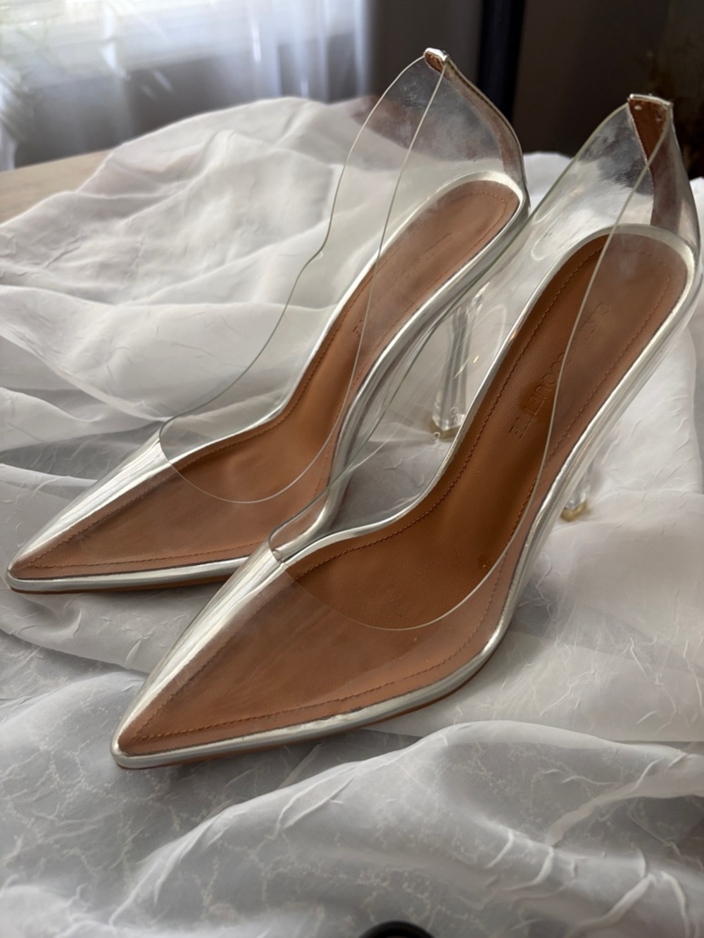 Cult off Coquette Clear PVC Pointed Toe Pump in Nude size 8.5 ( used)